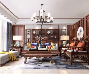 New Chinese Style A Living Room-ID:525788074