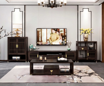 New Chinese Style A Living Room-ID:723390683