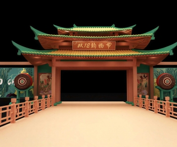 New Chinese Style Facade Element-ID:925059086
