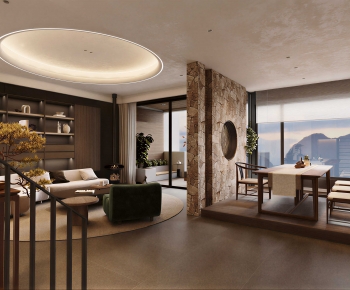 New Chinese Style A Living Room-ID:746985916