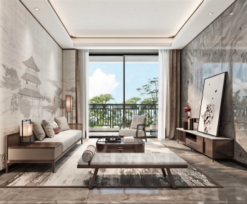 New Chinese Style A Living Room-ID:292197944