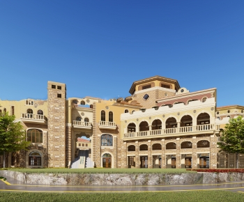 Simple European Style Appearance Of Commercial Building-ID:667731053