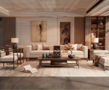 New Chinese Style A Living Room-ID:439959052