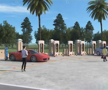 Modern Outdoor Parking Lot-ID:369236954