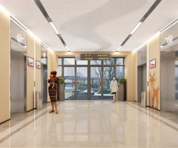 Modern Office Elevator Hall-ID:349478017