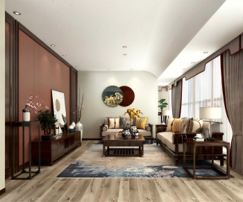 New Chinese Style A Living Room-ID:591953998