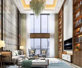 New Chinese Style A Living Room-ID:964677107