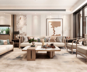 New Chinese Style A Living Room-ID:594481956