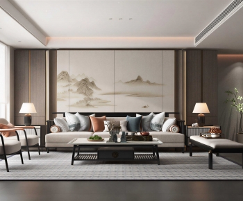 New Chinese Style A Living Room-ID:897952082