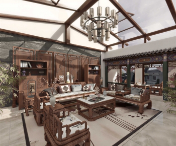 New Chinese Style Glass Sun Room-ID:233304983