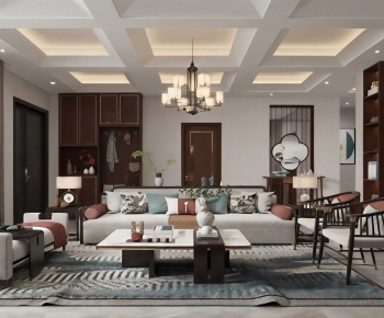 New Chinese Style A Living Room-ID:993617065