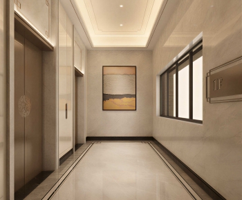 New Chinese Style Office Elevator Hall-ID:555758005