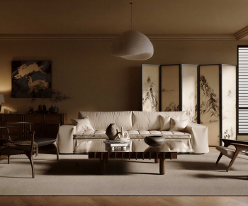 New Chinese Style A Living Room-ID:303638946