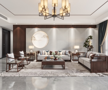 New Chinese Style A Living Room-ID:979486943