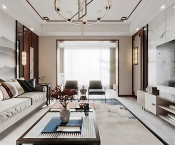 New Chinese Style A Living Room-ID:918157103