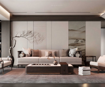 New Chinese Style A Living Room-ID:878144986