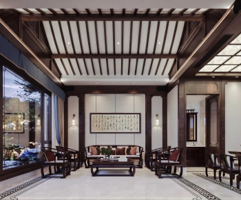 New Chinese Style A Living Room-ID:554010962