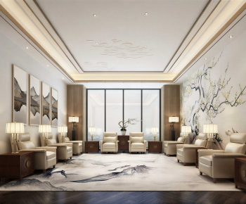 New Chinese Style Office Living Room-ID:701448988