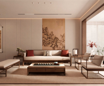 New Chinese Style A Living Room-ID:364029888