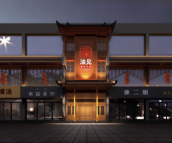 New Chinese Style Facade Element-ID:546489955