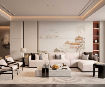 New Chinese Style A Living Room-ID:339613912