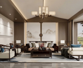 New Chinese Style A Living Room-ID:867492918