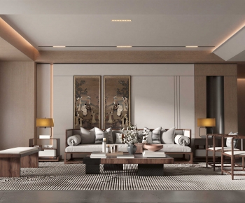 New Chinese Style A Living Room-ID:344829628