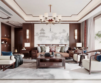 New Chinese Style A Living Room-ID:539699084