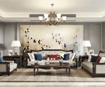 New Chinese Style A Living Room-ID:106239354