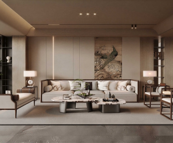 New Chinese Style A Living Room-ID:888953929