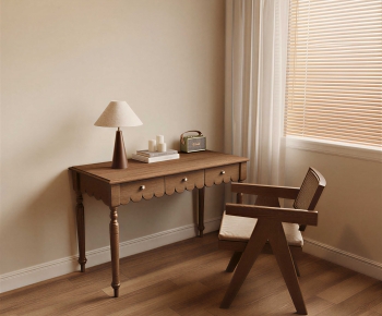 French Style Computer Desk And Chair-ID:585907944