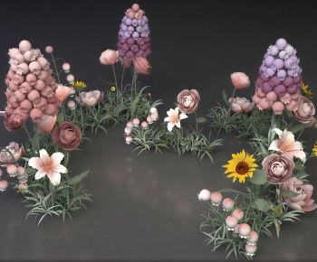 Modern Flowers And Grass-ID:566523086