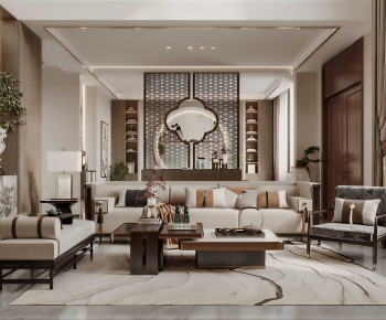 New Chinese Style A Living Room-ID:725941909