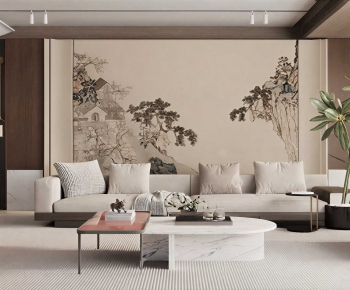 New Chinese Style A Living Room-ID:733071091