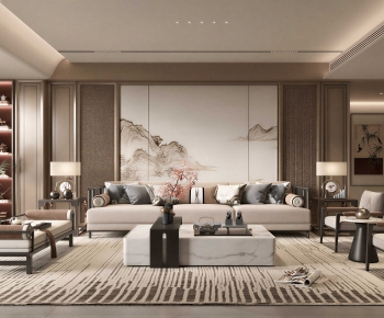 New Chinese Style A Living Room-ID:900475033