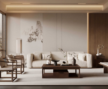 New Chinese Style A Living Room-ID:368371048
