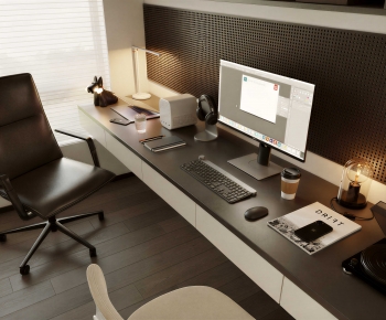 Modern Computer Desk And Chair-ID:425438885