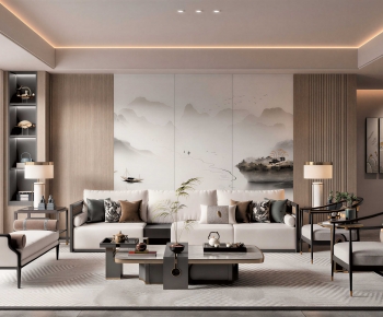 New Chinese Style A Living Room-ID:419867043