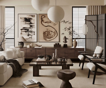 Wabi-sabi Style A Living Room-ID:935703994