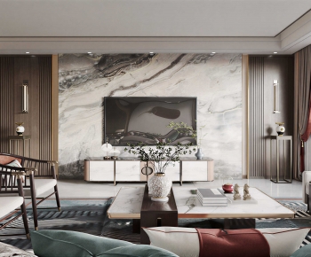 New Chinese Style A Living Room-ID:595099989