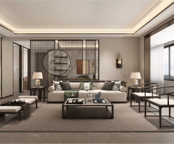 New Chinese Style A Living Room-ID:166220796