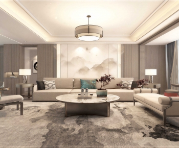 New Chinese Style A Living Room-ID:612903124