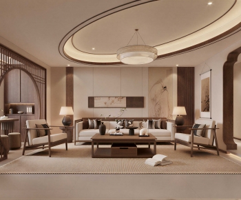 New Chinese Style A Living Room-ID:940285921