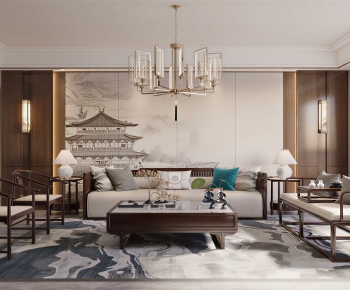 New Chinese Style A Living Room-ID:960333116