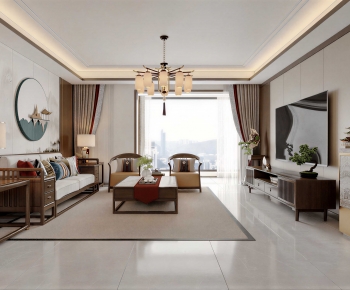 New Chinese Style A Living Room-ID:612605097
