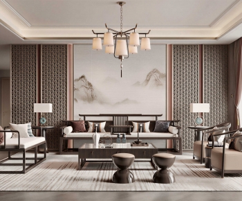 New Chinese Style A Living Room-ID:687139093