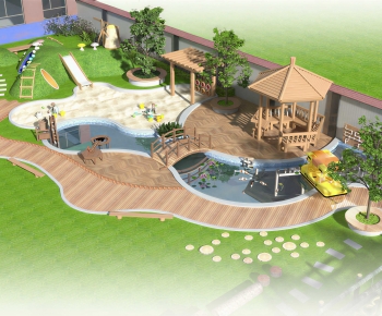 Modern Outdoor Space In Kindergarten-ID:520379551