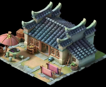 New Chinese Style Cartoon House-ID:759962085