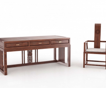 New Chinese Style Computer Desk And Chair-ID:717187882