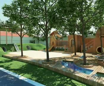 Modern Outdoor Space In Kindergarten-ID:735124111